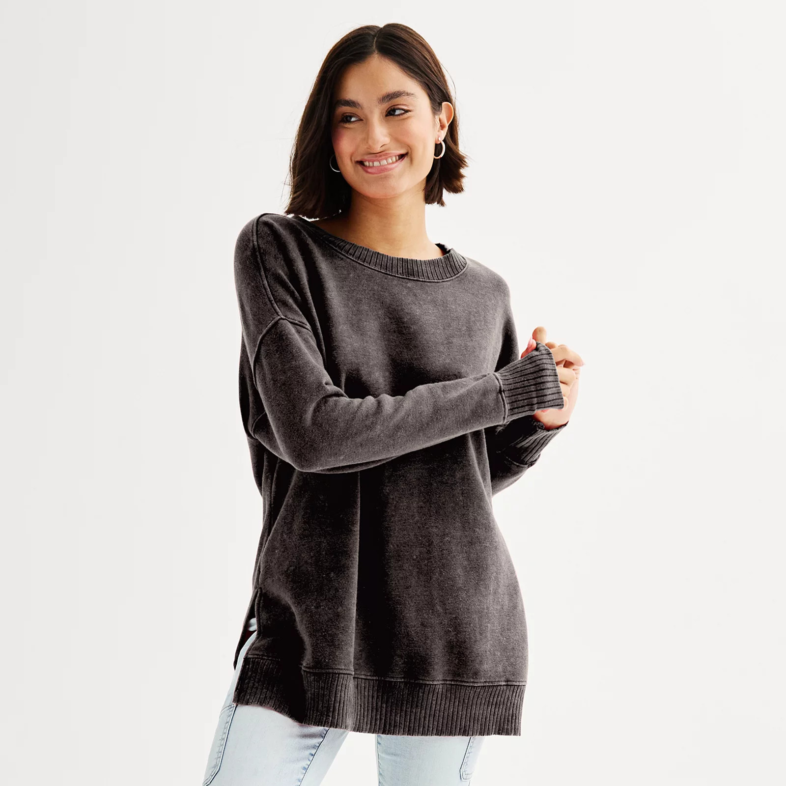Juniors' SO® Oversized Weekend Tunic, Girl's, Size: Large, Black Wash | Kohl's