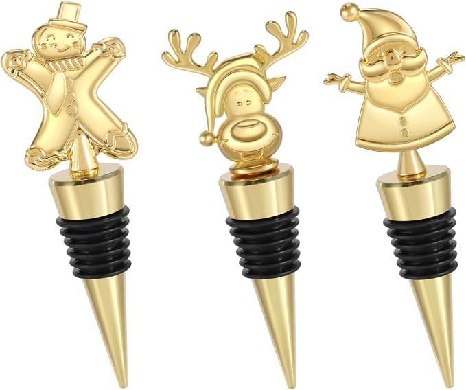 Vspek 3 Pcs Wine Bottle Stopper, Goldern Christmas Decorative Wine Stoppers Wine and Beverage Bot... | Amazon (CA)
