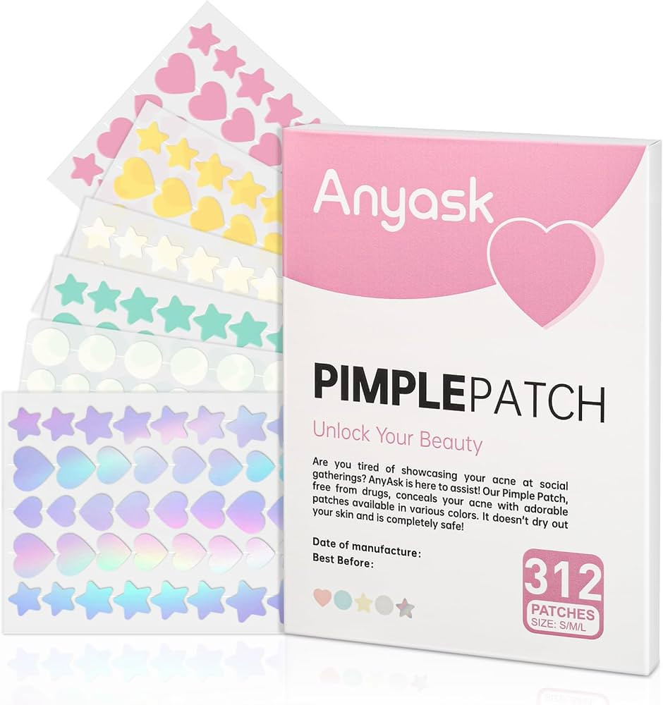 Pimple Patches for Face, 312 Counts Acne Patches 3 Size ( S, M, L), Hydrocolloid Patch for Coveri... | Amazon (US)