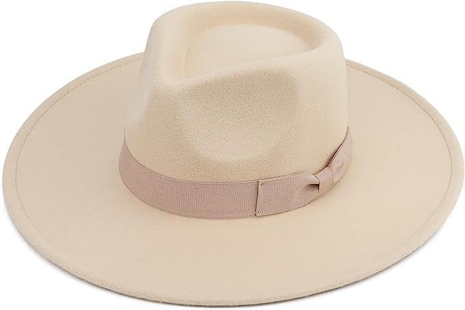 Pro Celia Big Wide Brim Women Fedora Hat (Peach-Rice) at Amazon Women’s Clothing store | Amazon (US)