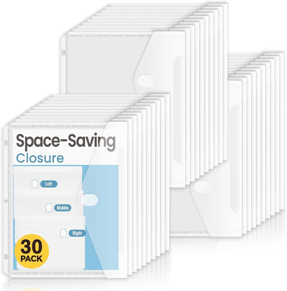 Sooez 30 Pack Binder Folders with Space-Saving Closure, Super Heavyweight Binder Pockets for 3 Ri... | Amazon (US)