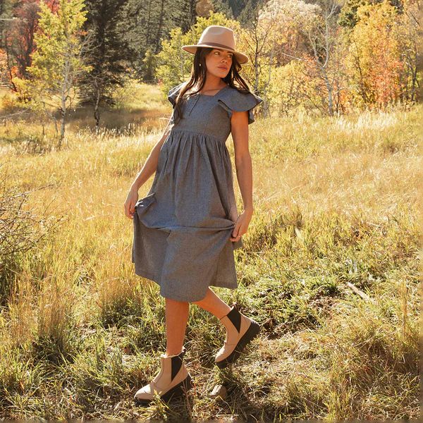 Hailey Maxi Dress, Black Chambray | Albion Fit