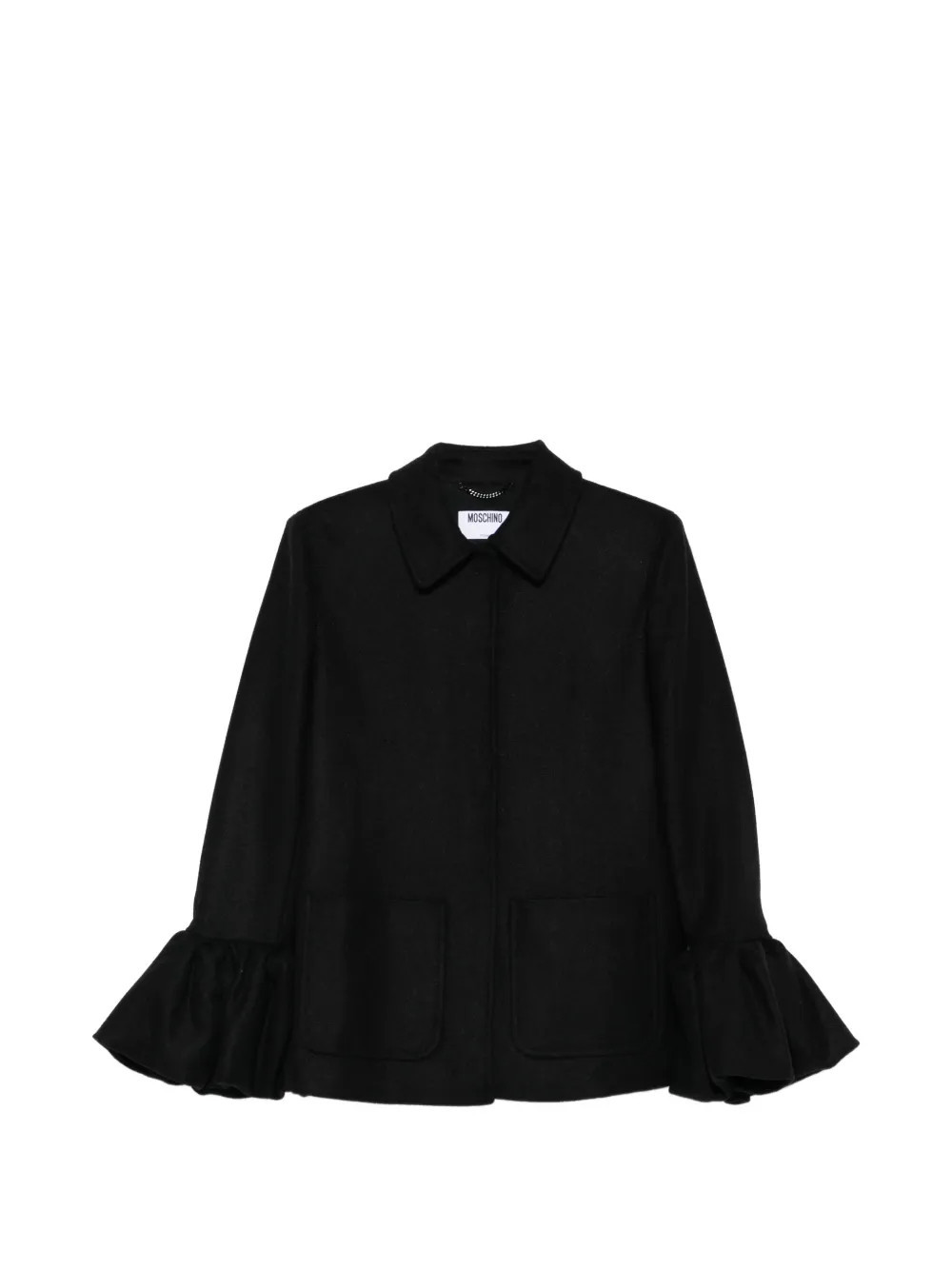 Moschino ruffle-sleeve coat - Black | Farfetch Global