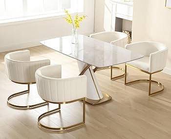 Kmax Velvet Dining Chairs Modern Kitchen Chairs with Golden Frame Upholstered Cushion for Living ... | Amazon (US)