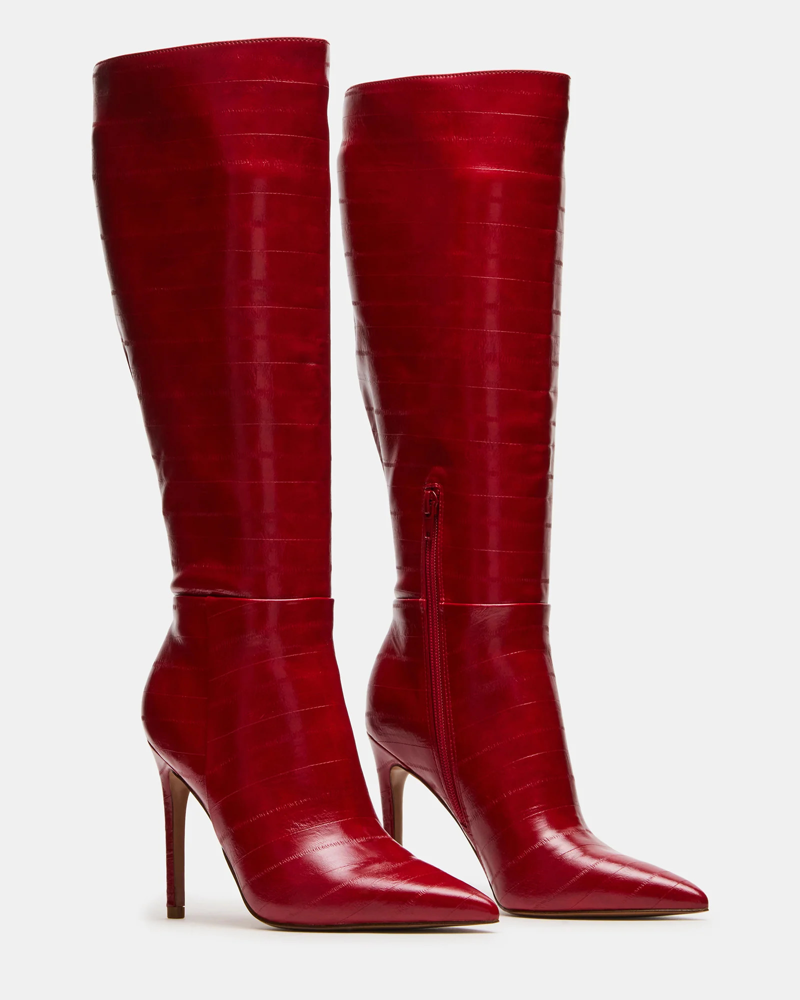 NITRO Red Eel Wide Calf Pointed-Toe Stiletto Heel Knee-High Women's Boots | Steve Madden (US)