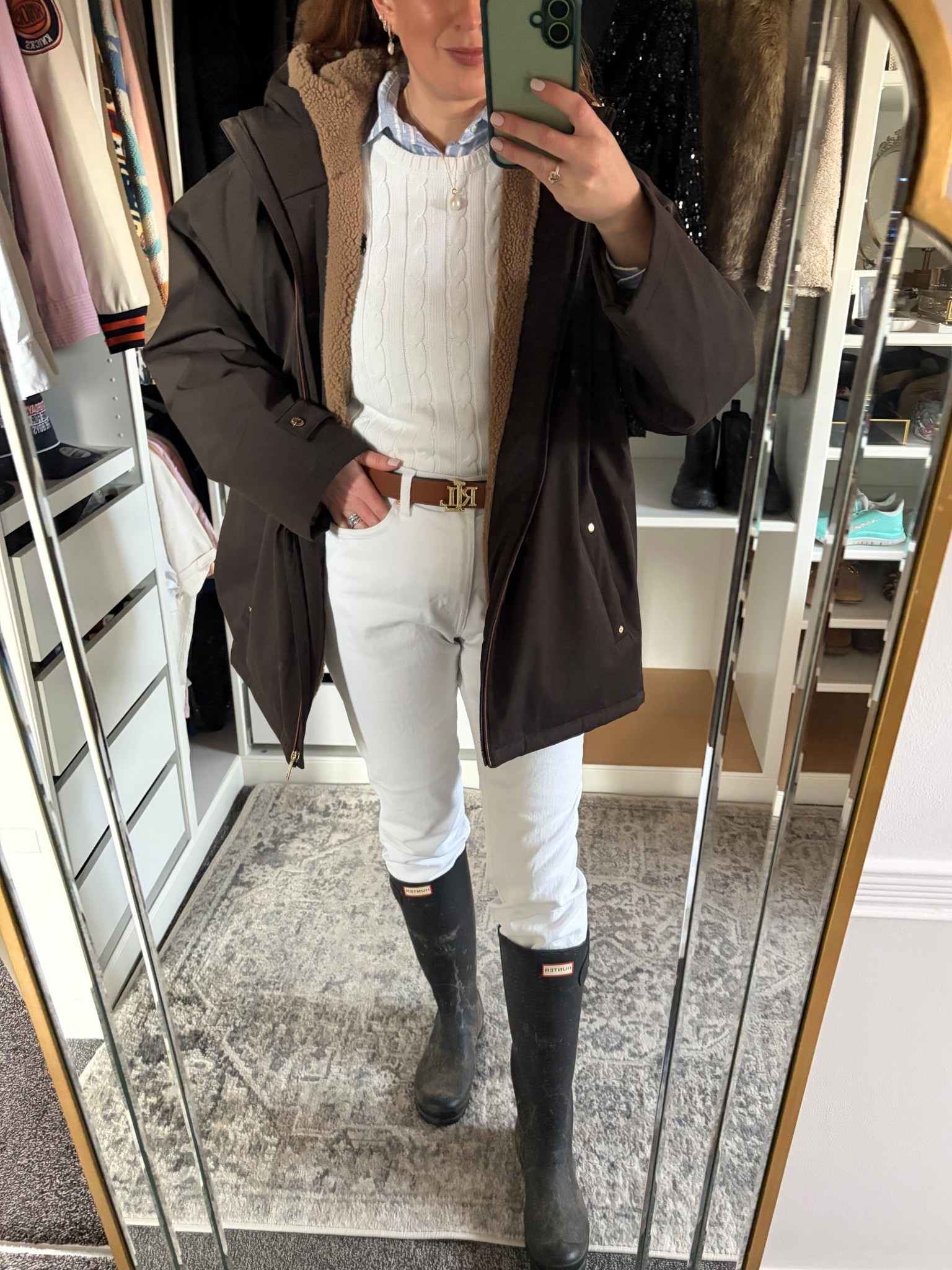 Winter Whites 🤍 rain jacket, Ralph Lauren, rain boots, hunter wellies, waterproof coat, white jeans 

#LTKuk #LTKwinter #LTKluxury