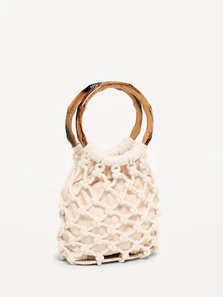 Macrame Ring Handle Bag | Old Navy (CA)