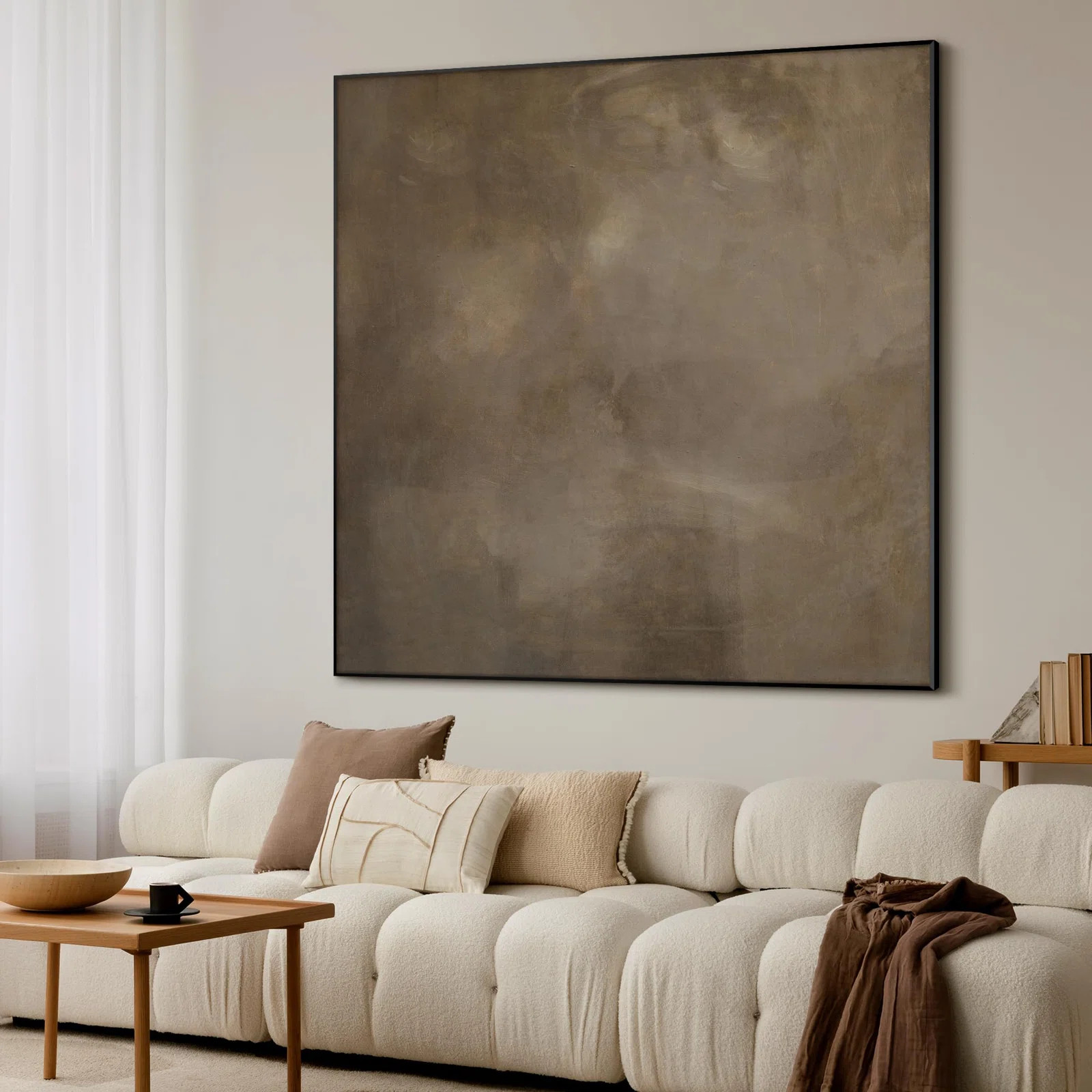 SIGNLEADER Extra Large Framed Wall Art Warm Taupe Textured Abstract Print for Home Living Room Be... | Wayfair North America