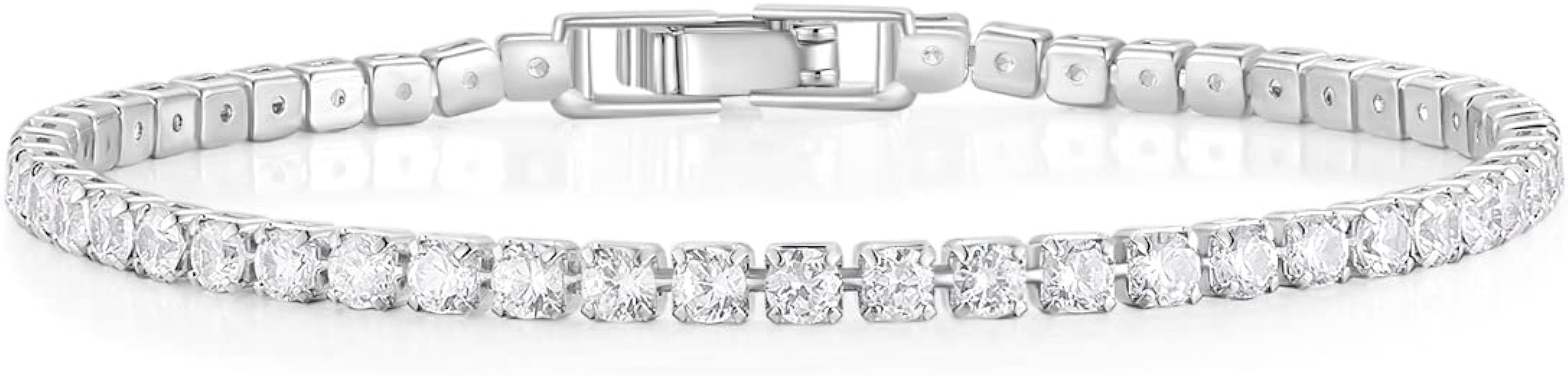 Mameloly 3mm Cubic Zirconia Classic Tennis Bracelet Silver Round Charm CZ Bracelets for Women Siz... | Amazon (US)