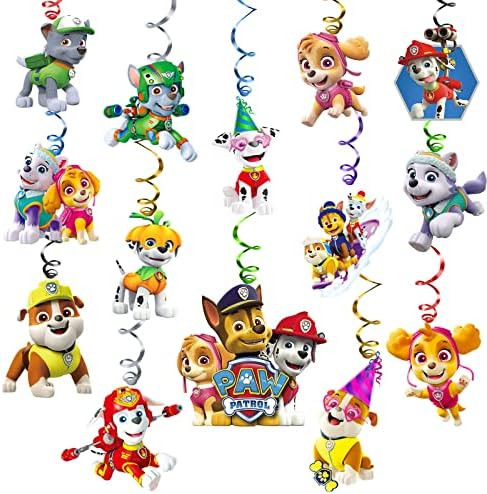 Dog Patrol Birthday Decorations Hanging Swirls Ceiling Streamers Decorations for Paw Powerful Puppy- | Amazon (US)