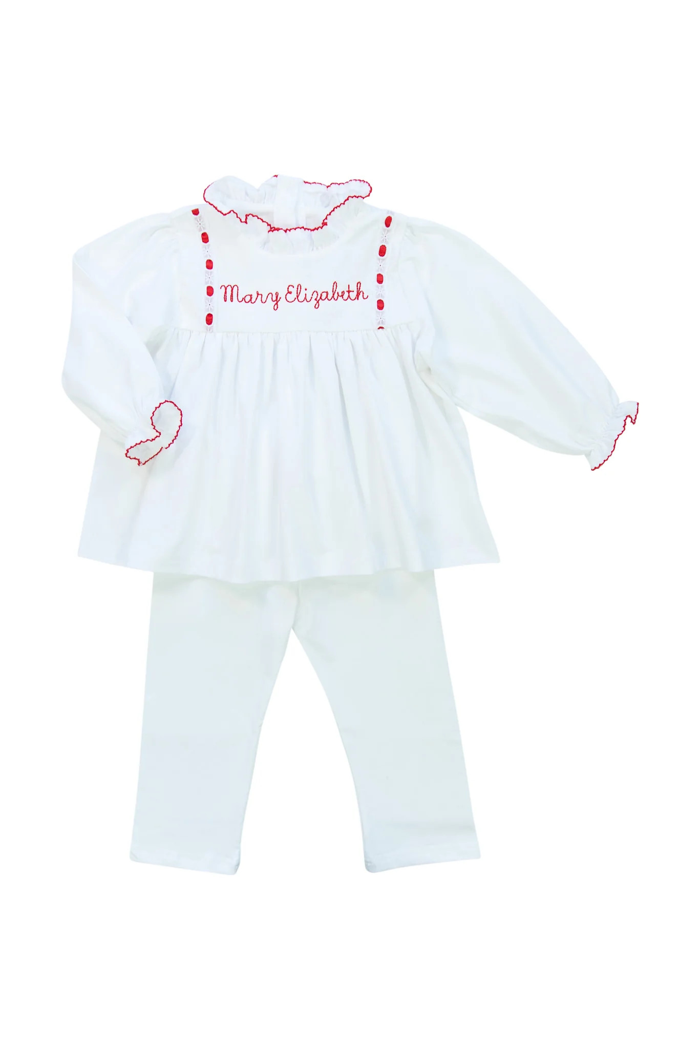 Girls White/Red PJ Pant Set | Sugar Dumplin' Kids