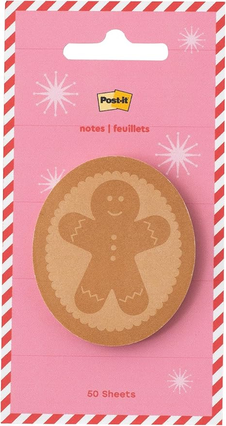 Post-it Jingle Sticky Notes, Gingerbread Man Design, 2 in. x 2.4 in., 1 Gingerbread-Shaped Christ... | Amazon (US)