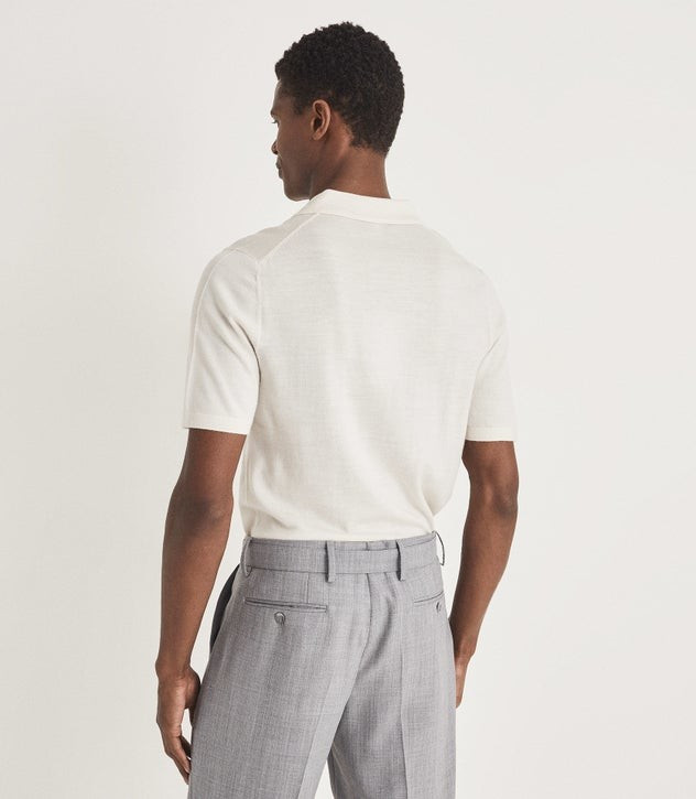 MERINO WOOL OPEN COLLAR POLO SHIRT | Reiss (UK)
