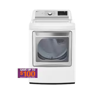 LG 7.3 cu. ft. Vented SMART Electric Dryer in White with Sensor Dry Technology, TurboSteam and Ea... | The Home Depot