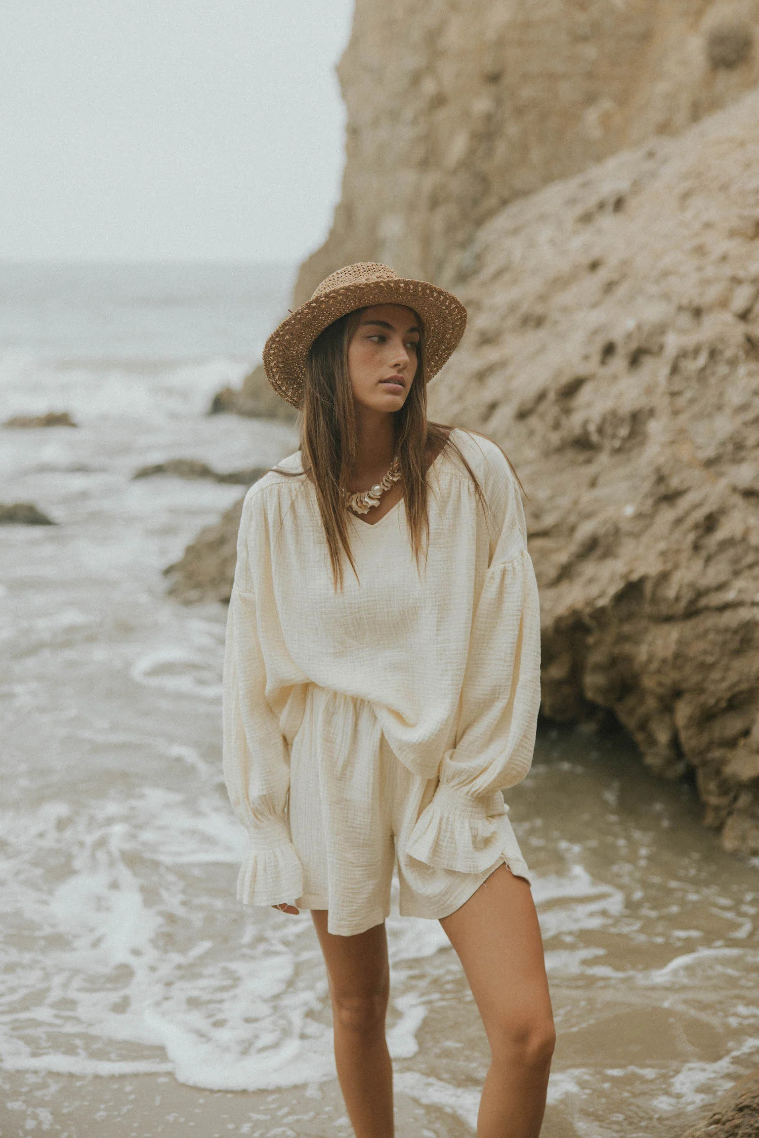 Tulum Top in Cream | White Puff Sleeve Top | Altair The Label