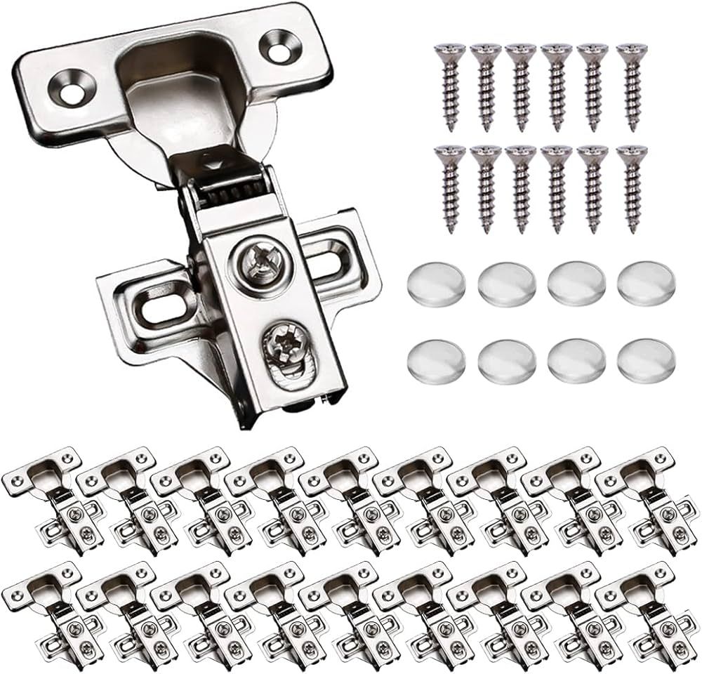 KONIGEEHRE 20 Pack Soft Close Cabinet Door Hinges for 1/2" Partial Overlay Cupboard, 100 Degree O... | Amazon (US)
