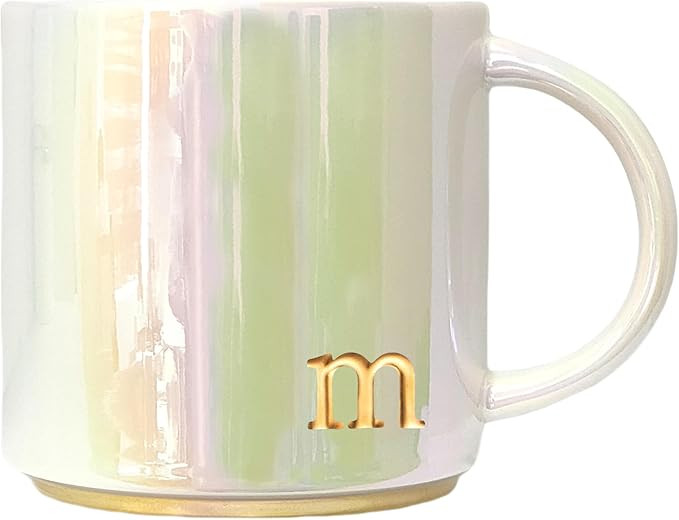 COLLECTIVE HOME - Ceramic Coffee Mug, Iridescent Finish Cups, Personalized Lowercase Embossed Let... | Amazon (US)