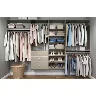 Closet Evolution Dual Tower 96 in. W - 120 in. W Rustic Grey Wood Closet System GR34 - The Home D... | The Home Depot