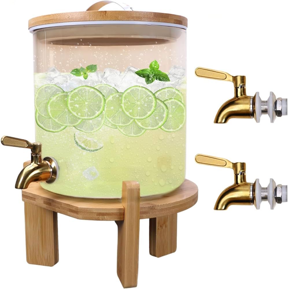 Amazon.com | 1.3 Gallon Beverage Dispenser 5 L Glass Drink Dispenser for Both Iced or Hot Drinks ... | Amazon (US)