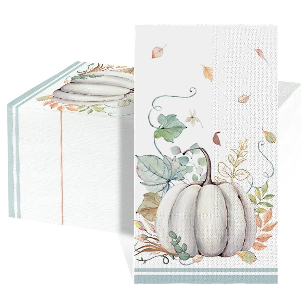 Smile Maple Leaves White Pumpkin Fall Thanksgiving Paper Napkin 100PCS | Walmart (US)