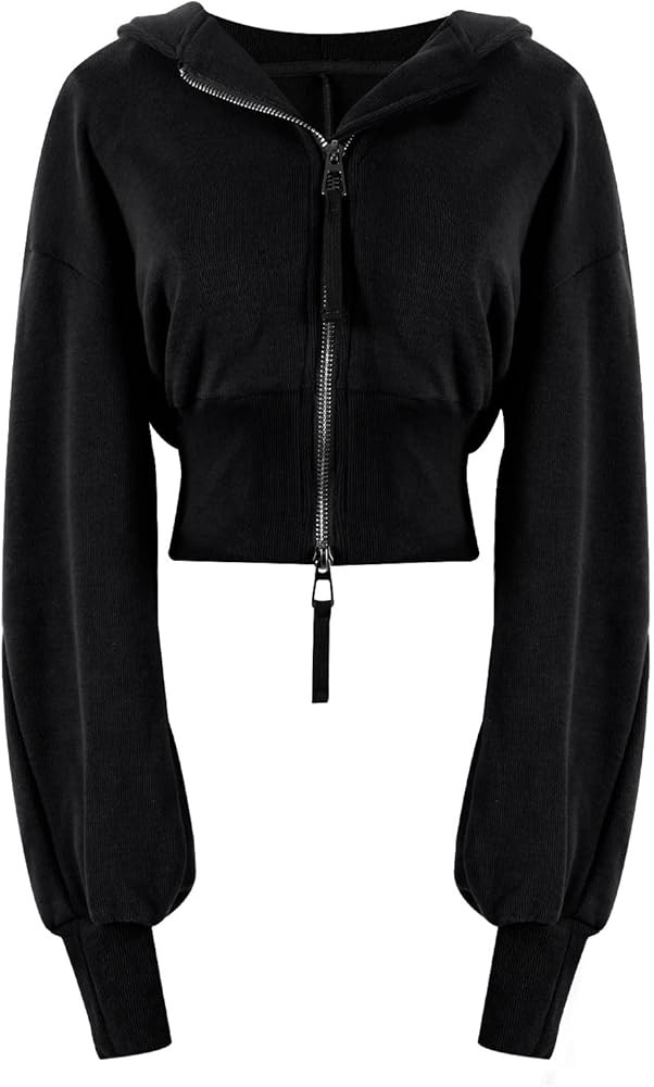Arssm Cropped Hoodie Women Zip Up Long Sleeve Sweatshirts Casual Fashion Hooded Workout Jacket Cr... | Amazon (US)