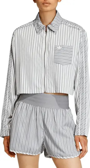 adidas Originals Stripe Crop Zip-Up Shirt | Nordstrom | Nordstrom