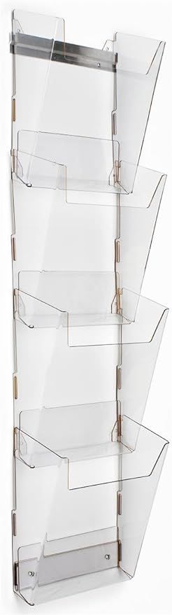 Magazine Wall Rack with 4 Pockets, Tiered, Frameless, Notched Front Panels, Durable Construction,... | Amazon (US)