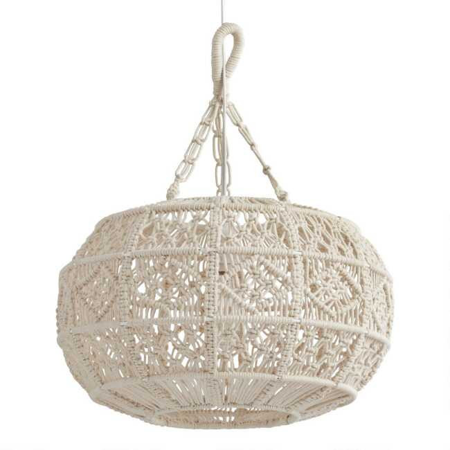 Ivory Macrame Sphere Pendant Shade | World Market