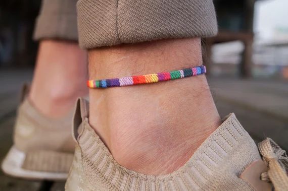 Pride Anklet for Men or Women - LGBT CSD Festival Jewelry - Ankle Bracelet Gay Lesbian Bisexual B... | Etsy (US)