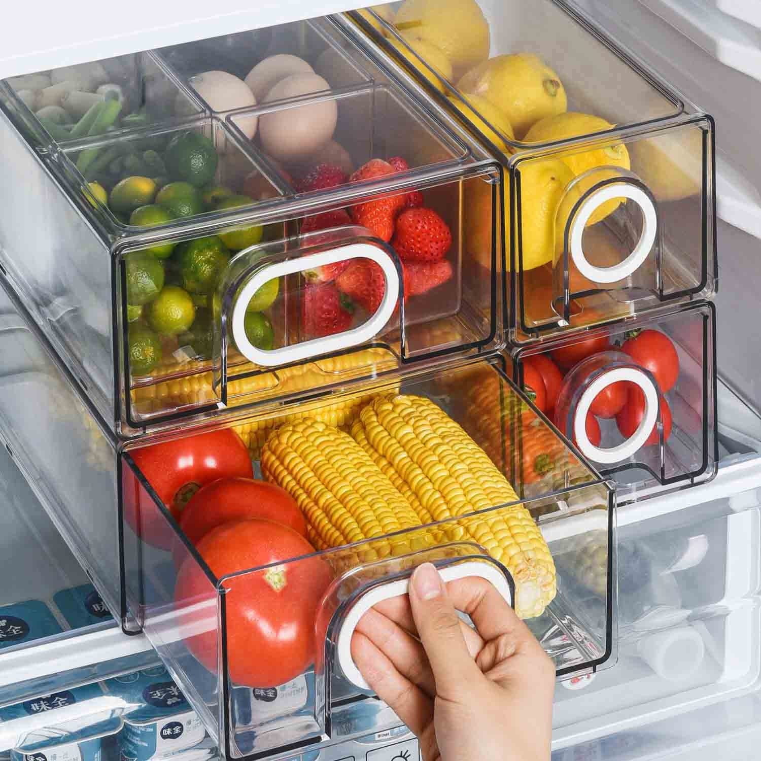 6 PCS Refrigerator Organizers And Storage Stackable Storage Drawers, Large Heavy Duty Fridge Orga... | Amazon (US)