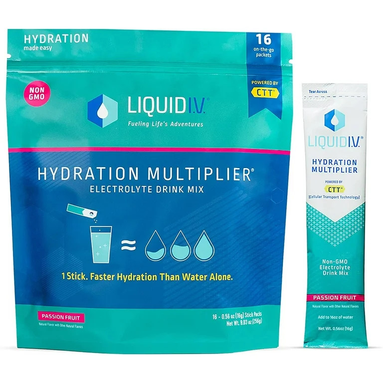 Liquid I.V. Hydration Multiplier, Electrolyte Powder, Supplement Drink Mix (Passion Fruit) (16) -... | Walmart (US)