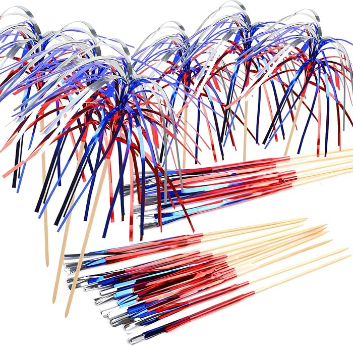 FOIMAS 100pcs 4th of July Cocktail Picks,Patriotic Firework Bamboo Toothpicks Sticks for Appetize... | Amazon (US)