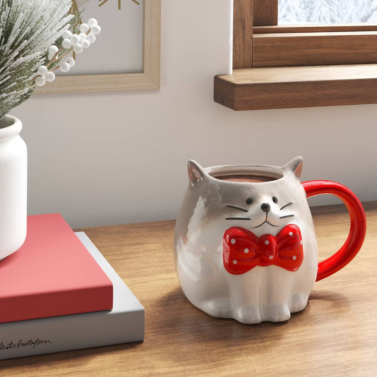 17.9oz Christmas Earthenware Figural Cat Mug - Wondershop™ | Target
