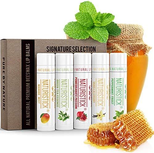 5-Pack Lip Balm Gift Set by Naturistick. Assorted Flavors. 100% Natural Ingredients. Best Beeswax... | Amazon (US)