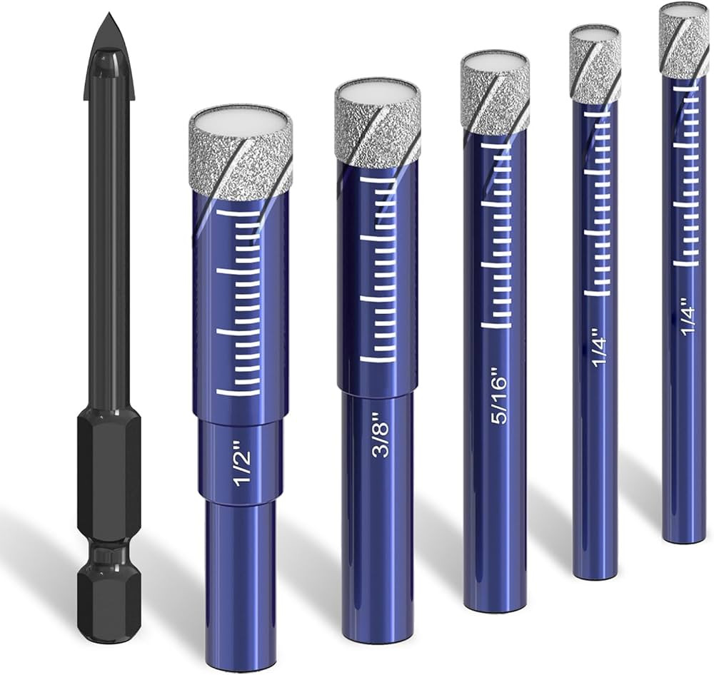 6 PCs Diamond Drill Bits Set for Porcelain, Ceramic, Glass & More - Versatile Tile Drill Bits for... | Amazon (US)