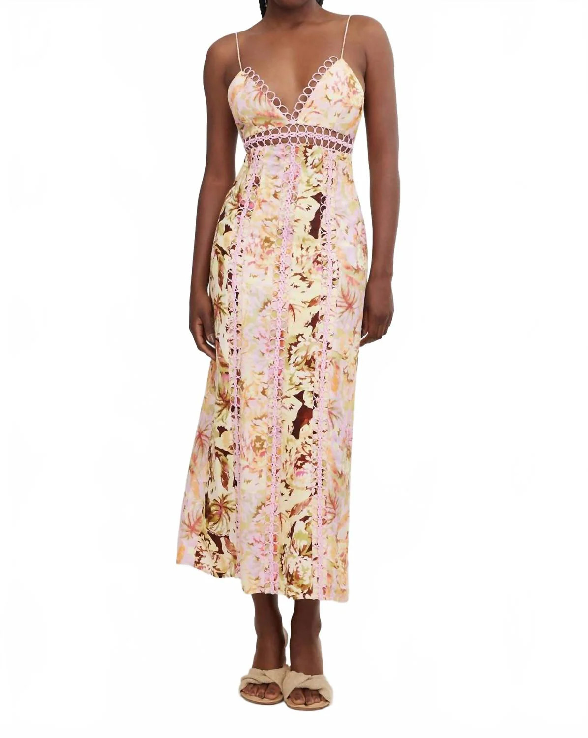 Nicole Midi Dress In Jungle Mix / Pink | Shop Simon