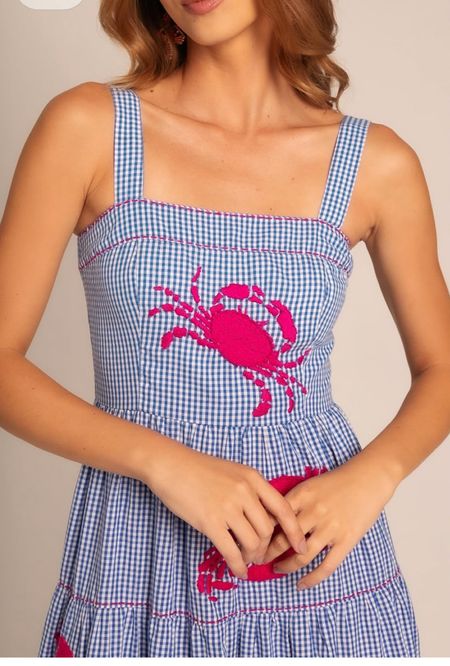 Gingham crab embroidered maxi dress, vacation dress 

#LTKOver40 #LTKFindsUnder50 #LTKFindsUnder100