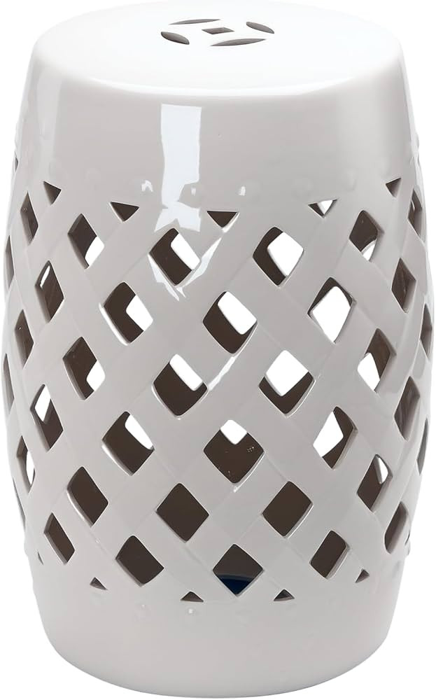 Outsunny 13" x 18" Ceramic Garden Stool with Woven Lattice Design & Glazed Strong Materials Decor... | Amazon (US)