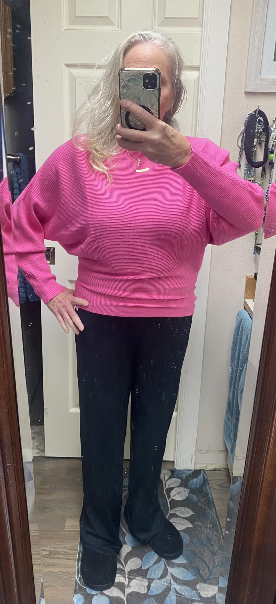 GABERLY Boat Neck Batwing Sleeves Dolman Knitted Sweaters and Pullovers Tops for Women | Amazon (US)