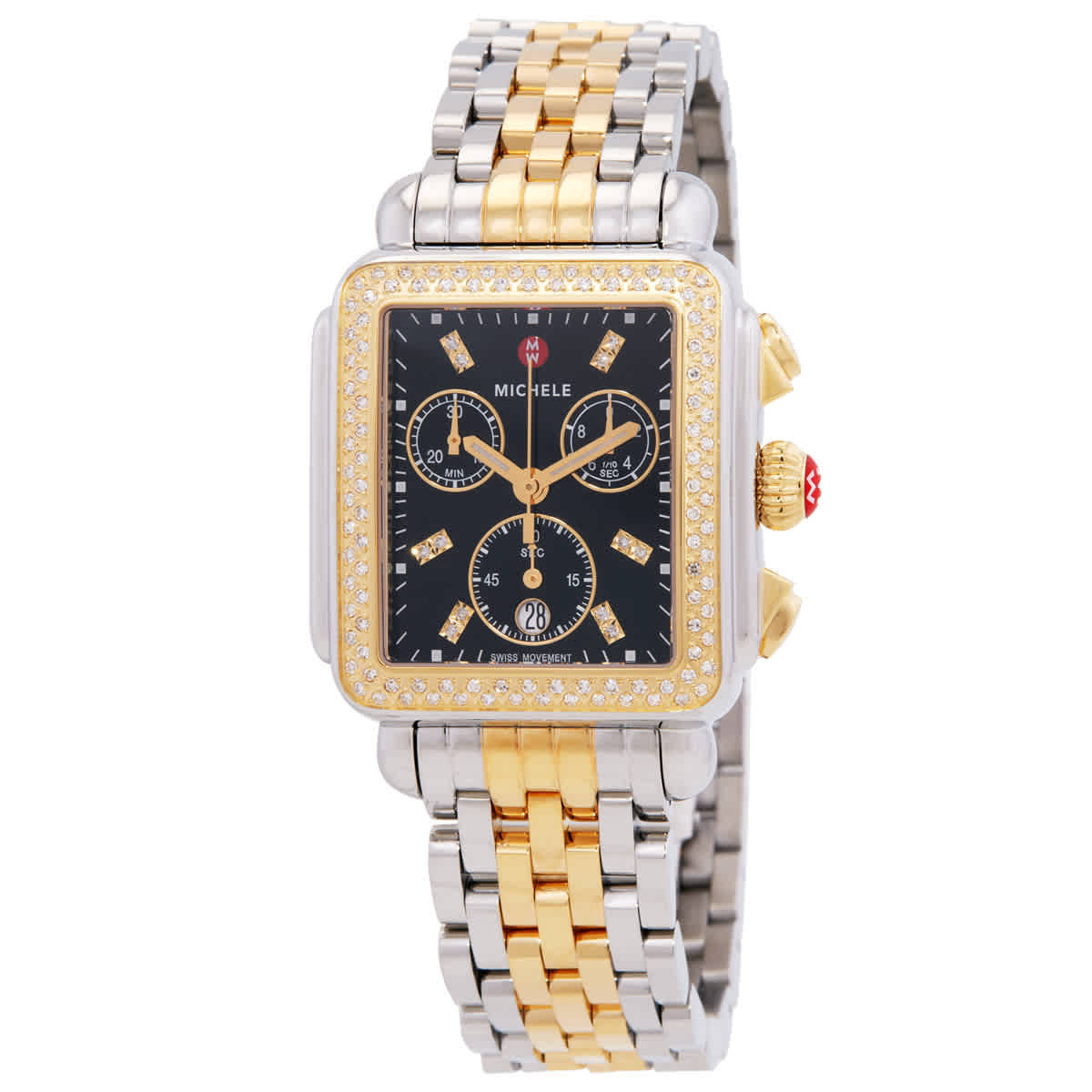 Michele Deco Chronograph Quartz Diamond Black Dial Ladies Watch MWW06A000808 | Jomashop.com & JomaDeals.com
