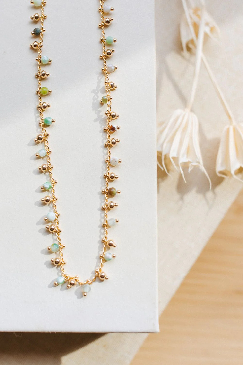 Gold/Green Beaded Necklace | Kristina Cole Designs