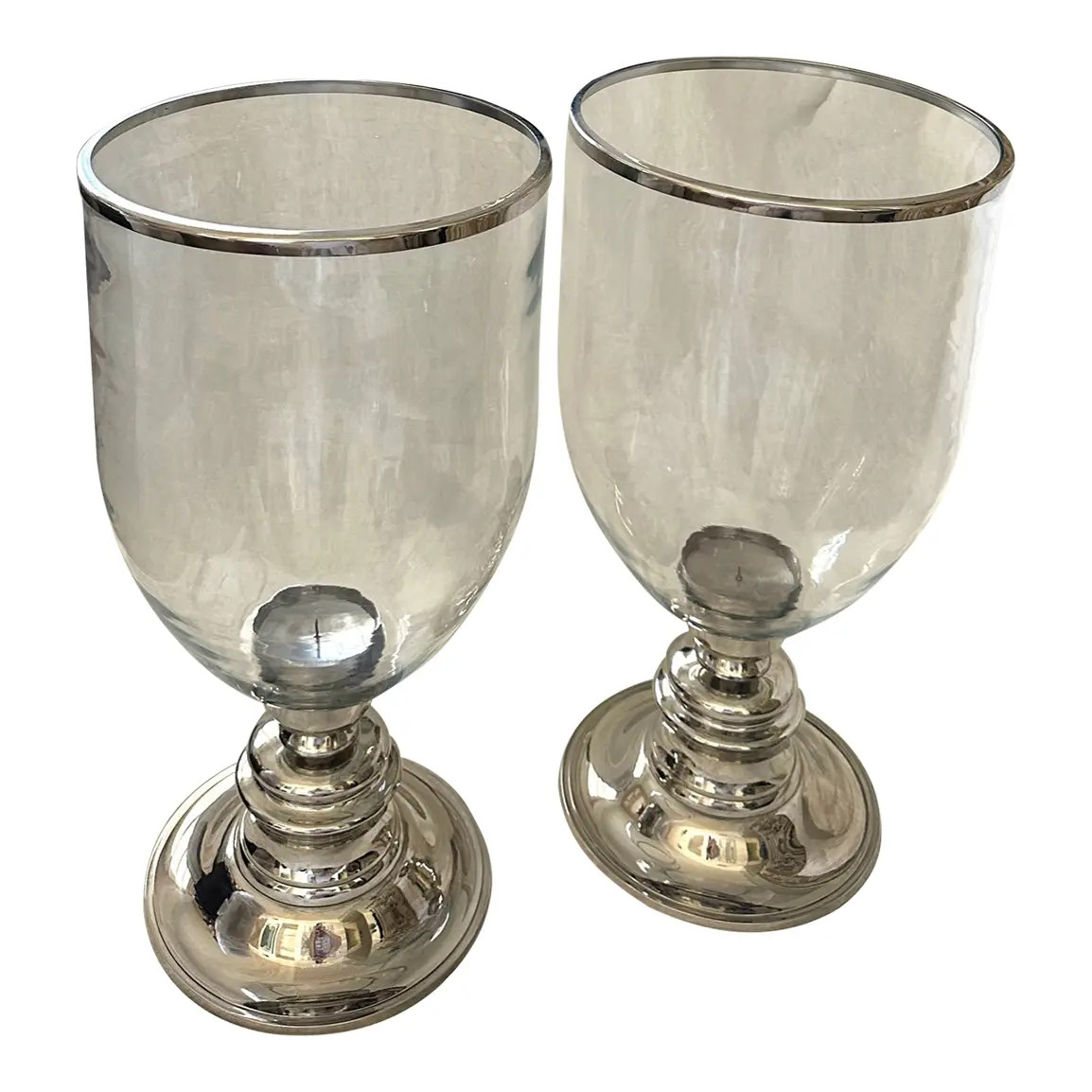 Pair of Large William-Sonoma Hurricane Candle Holders | Chairish