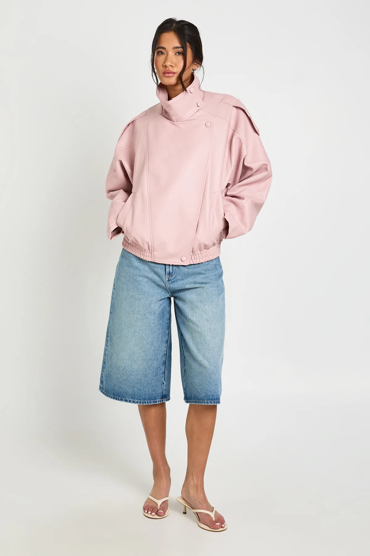 Pink Faux Leather Funnel Neck Jacket | Boohoo | Boohoo.com (UK & IE)