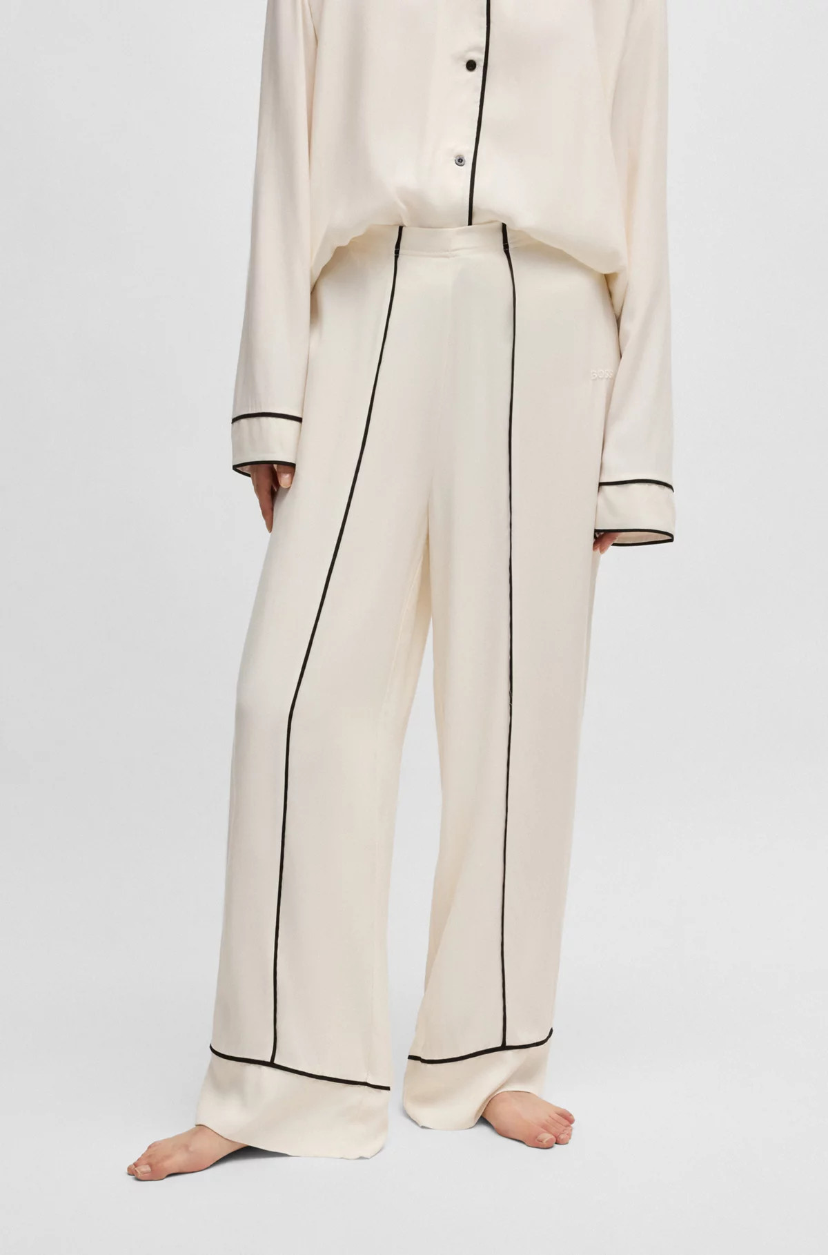 BOSS - Pyjama-Hose mit Logo-Stickerei und Kontrast-Paspeln | Hugo Boss DE