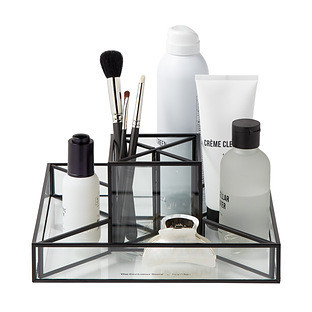The Container Store® Rotating Serenity Countertop Glass Organizer Ink Black | The Container Store