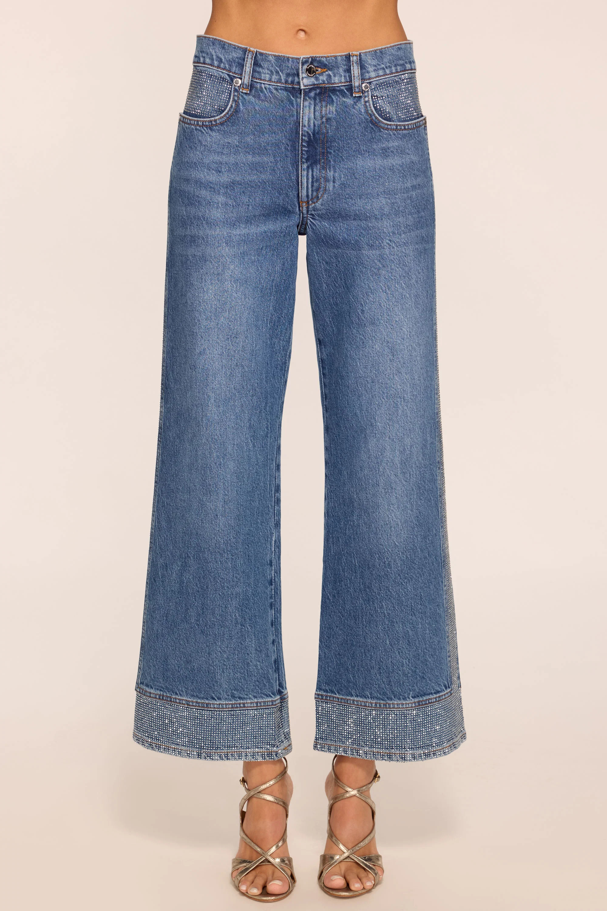 Lea Cropped Embellished Wide Leg Jean | Ramy Brook