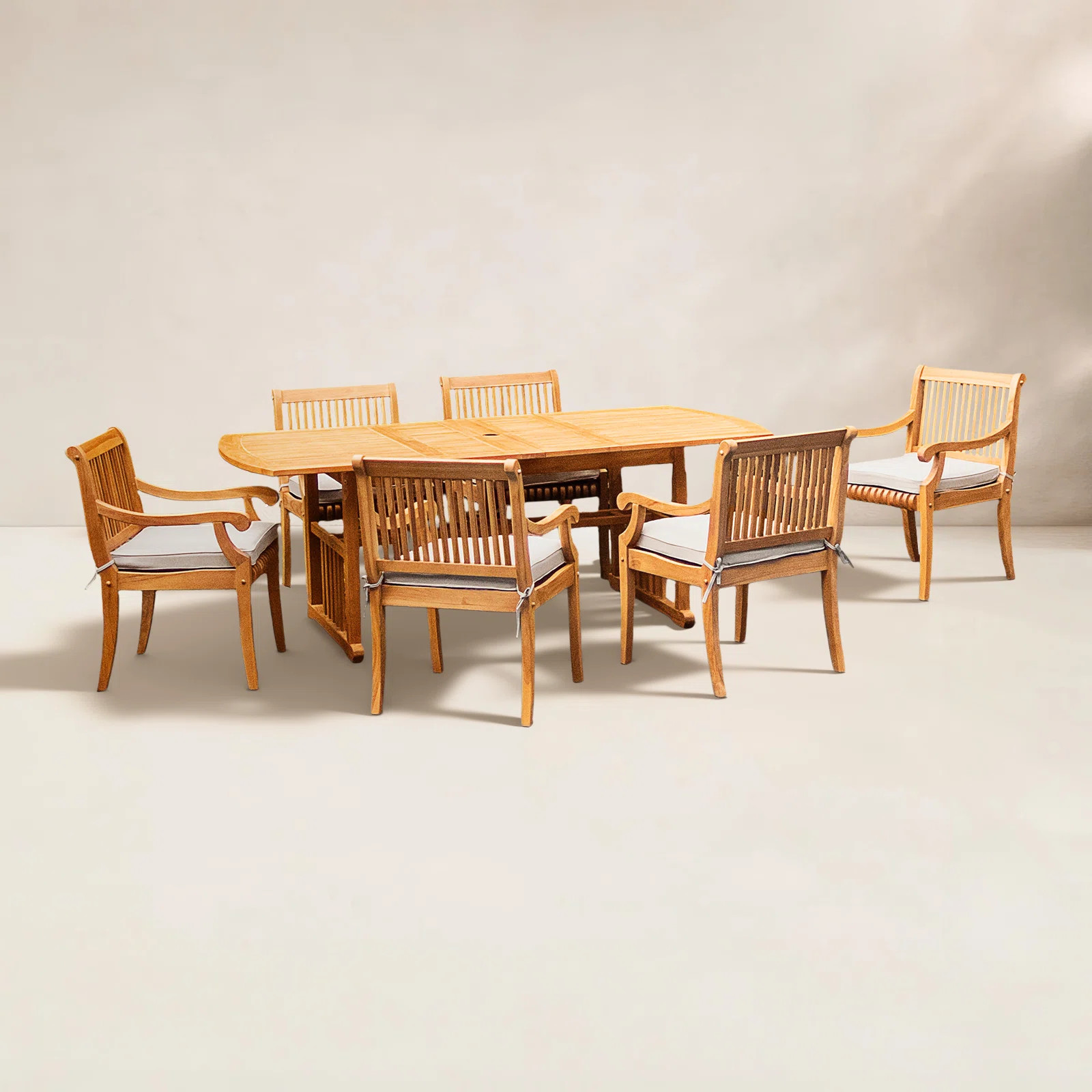 Summerton 6 - Person Extendable Teak Patio Dining Set With Cushions | Wayfair North America