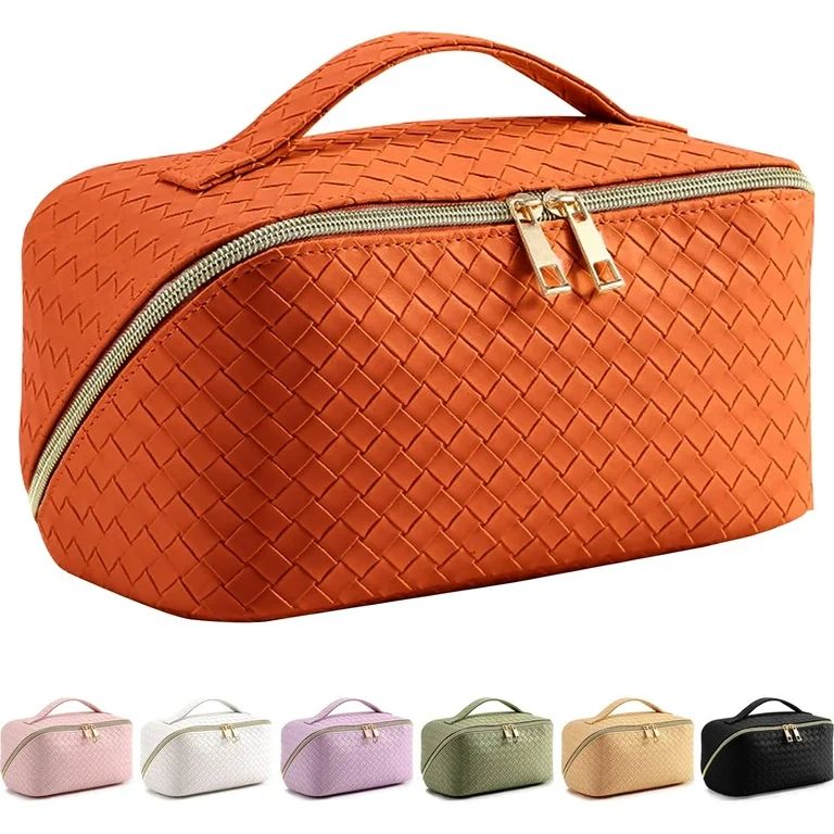 STONCEL Large Capacity Travel Cosmetic Bag Makeup Bag Travel Bag Organizer PU Leather Cosmetic Ba... | Walmart (US)