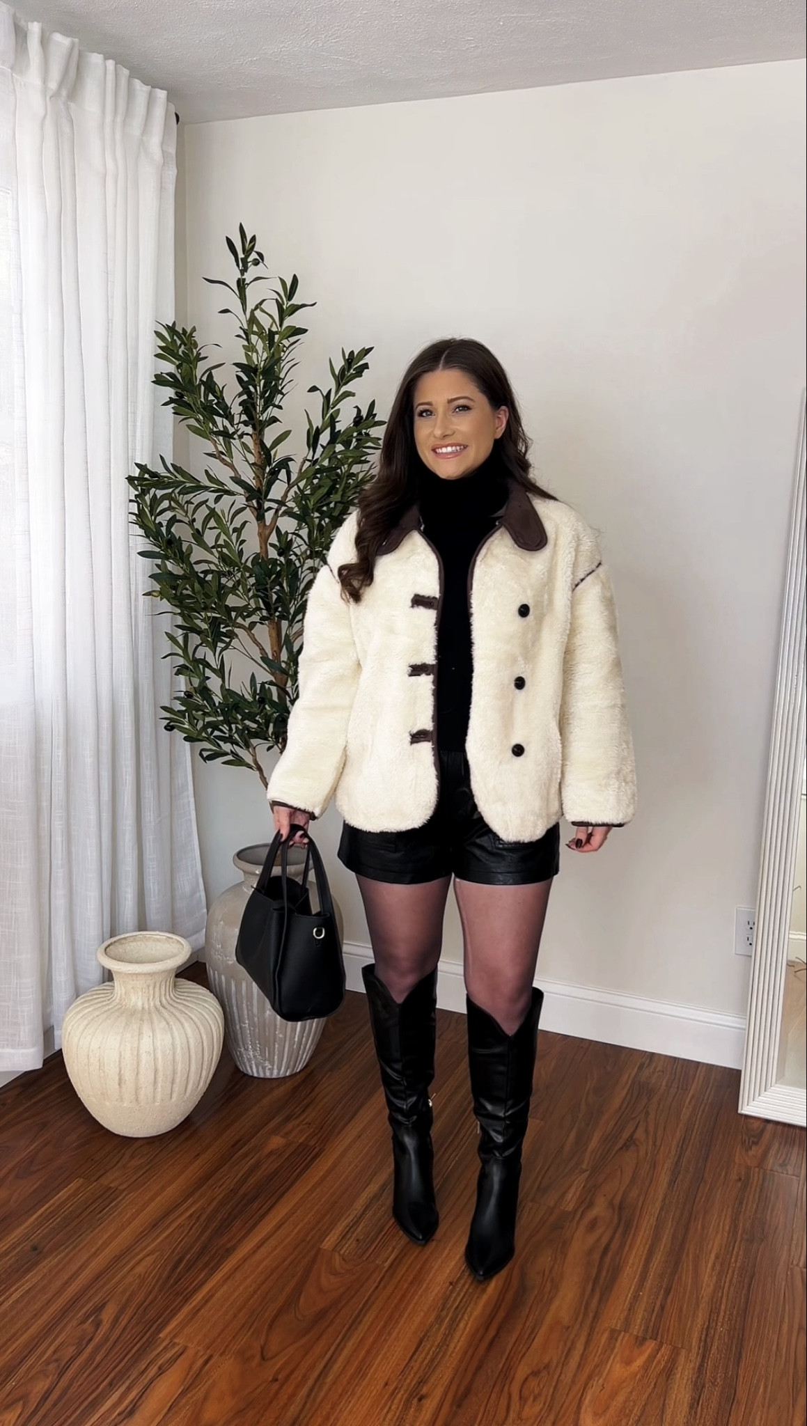 Winter chic outfit 🖤 faux fur jacket - wearing size Small 

#LTKgrwm #LTKPetite #LTKootd