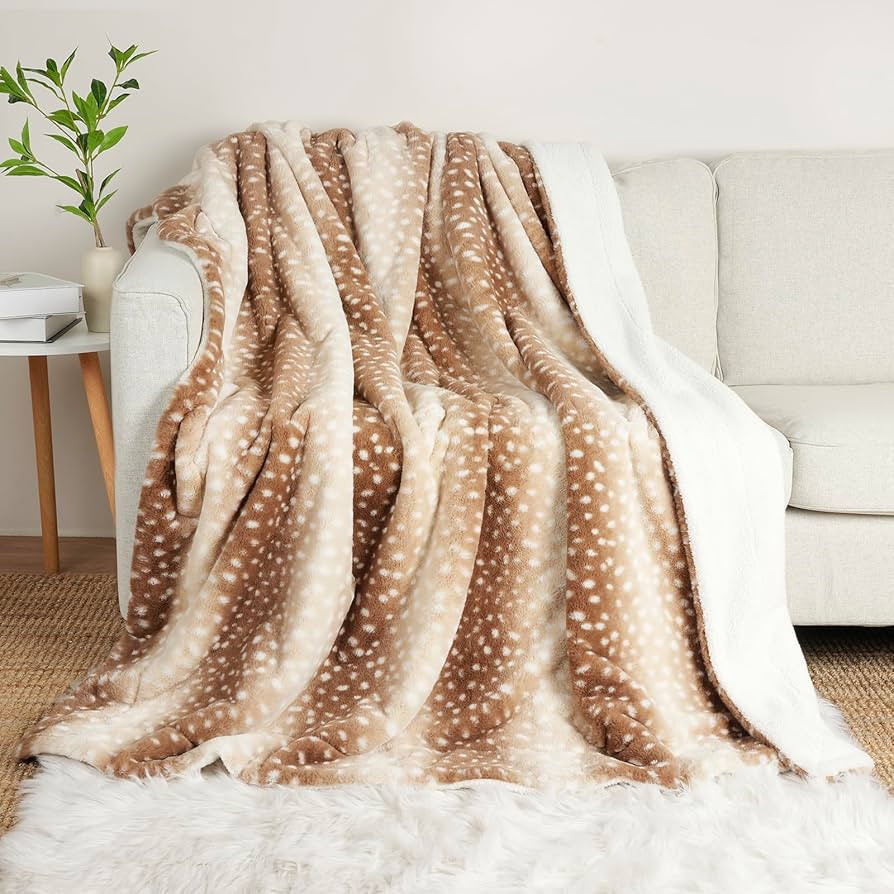 Cozy Bliss Luxury Faux Fur Throw Blanket Animal Striped Print, Non Shedding Double Sided Sherpa B... | Amazon (US)